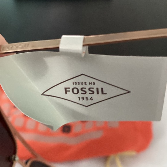 BNWT Fossil F157 Brown Old Rose Rimless Pilot Sunglasses - Picture 3 of 5
